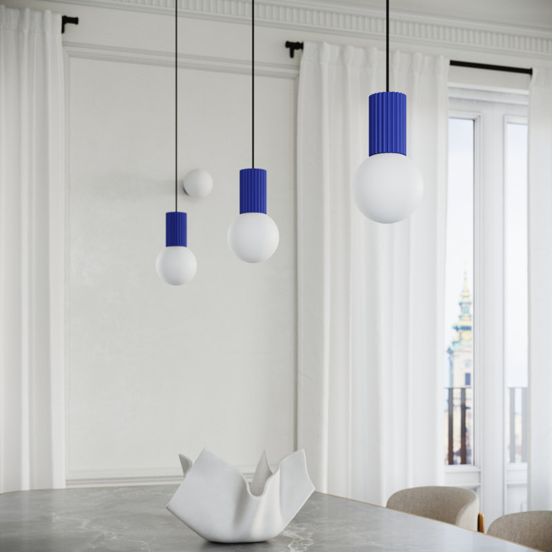 Bernis 1 - Light Brushed Nickel Pendant, Blue
