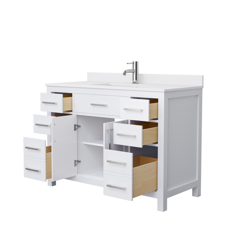 Beckett 48" White Cultured Marble Freestanding Single Bathroom Vanity
