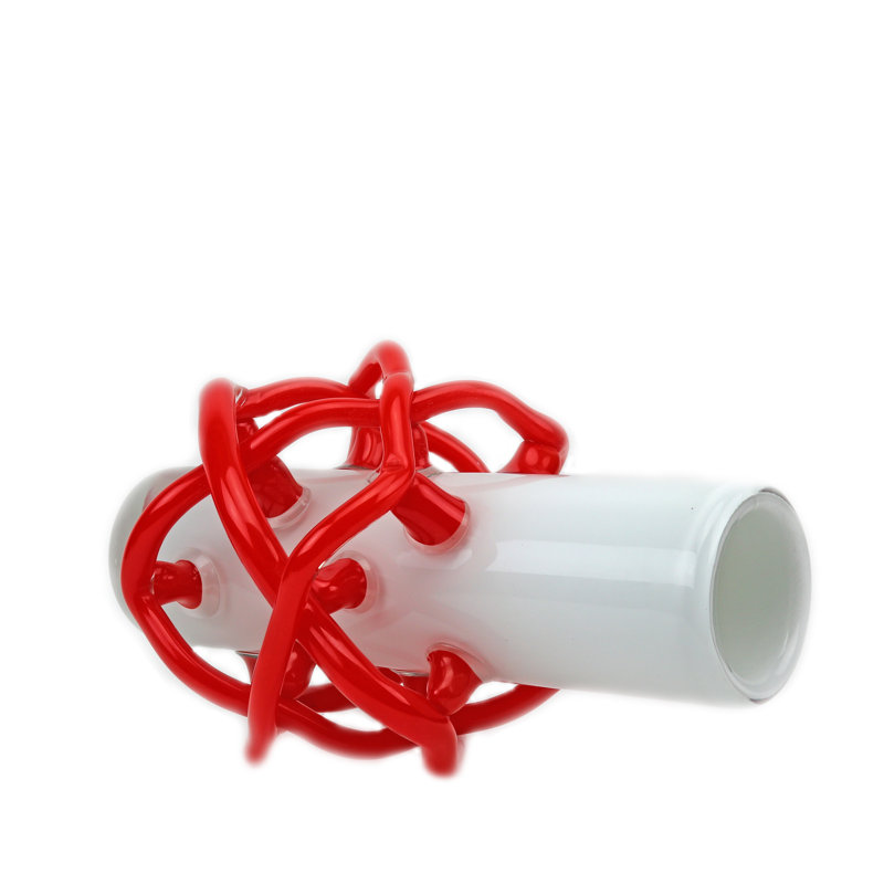 Saturn Handmade Glass Table Vase, White/Red