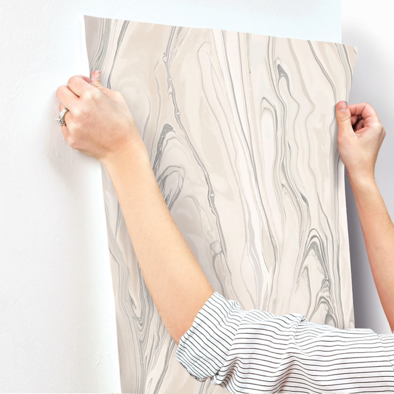 Rouleau de papier peint l 33 pi x l 20,5 po liquide marble, Rose