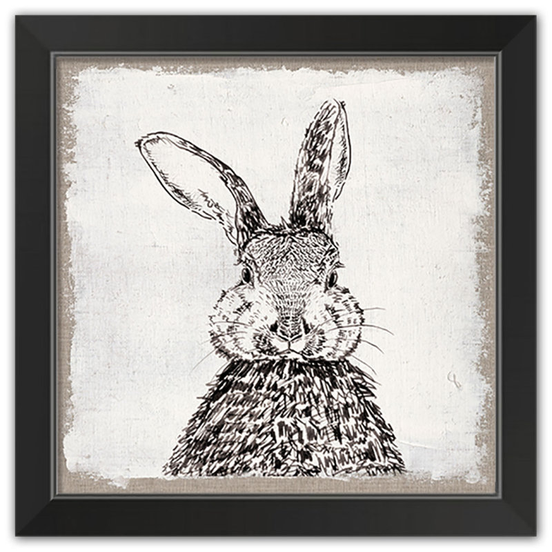 Encre dessin lapin toile de jute - cadre photo