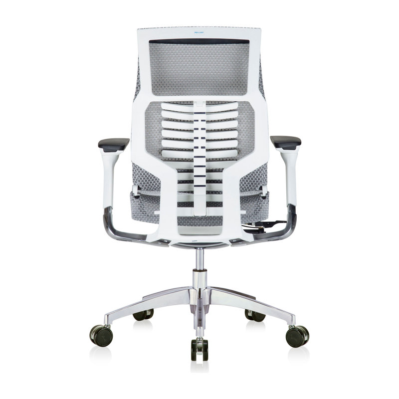 High-Back Gray Mesh Swivel Executive Chair with Adjustable Arms