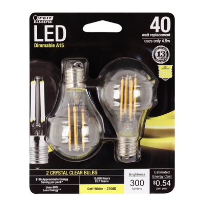 Ampoule à DEL Feit Performance A15 E17 (intermédiaire) blanc doux, 40 watts, équivalente à 2, paquet de 2