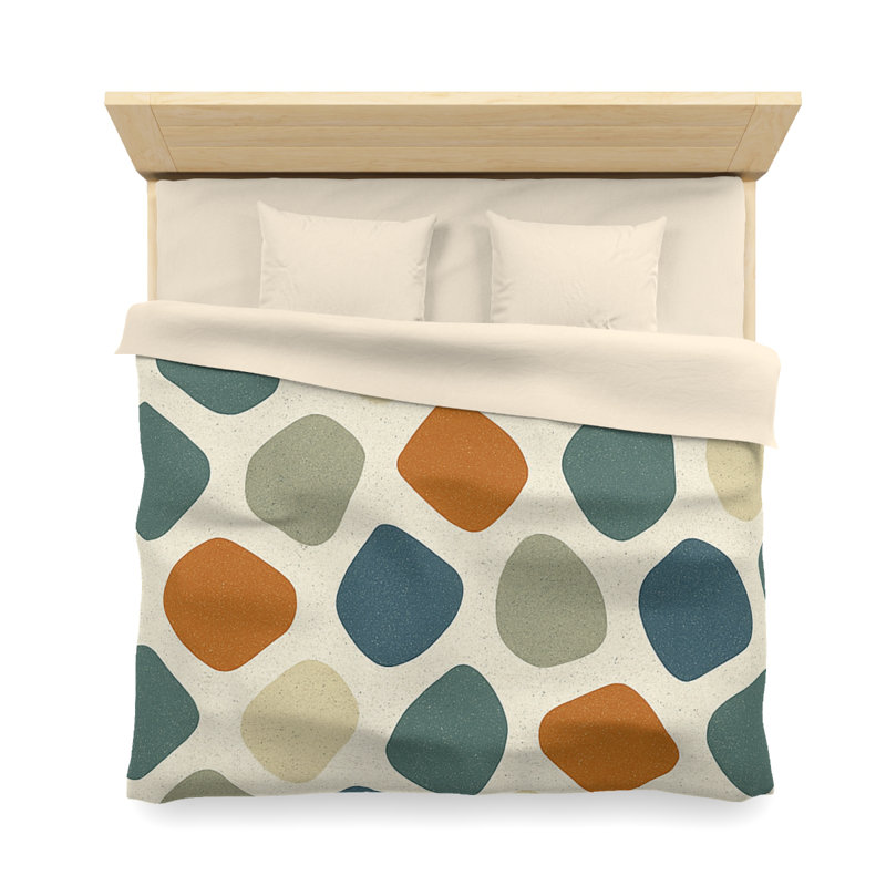Microfiber Duvet Cover Boho Style, Design 46, King Duvet Cover, Cream