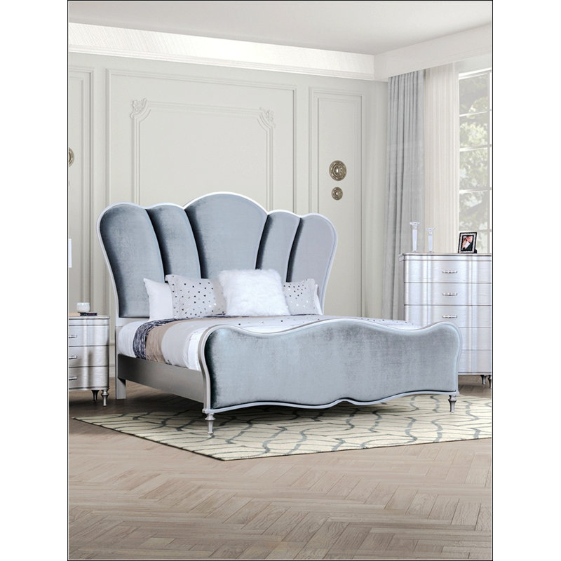 Très grand lit Glam, Argent, Grand lit