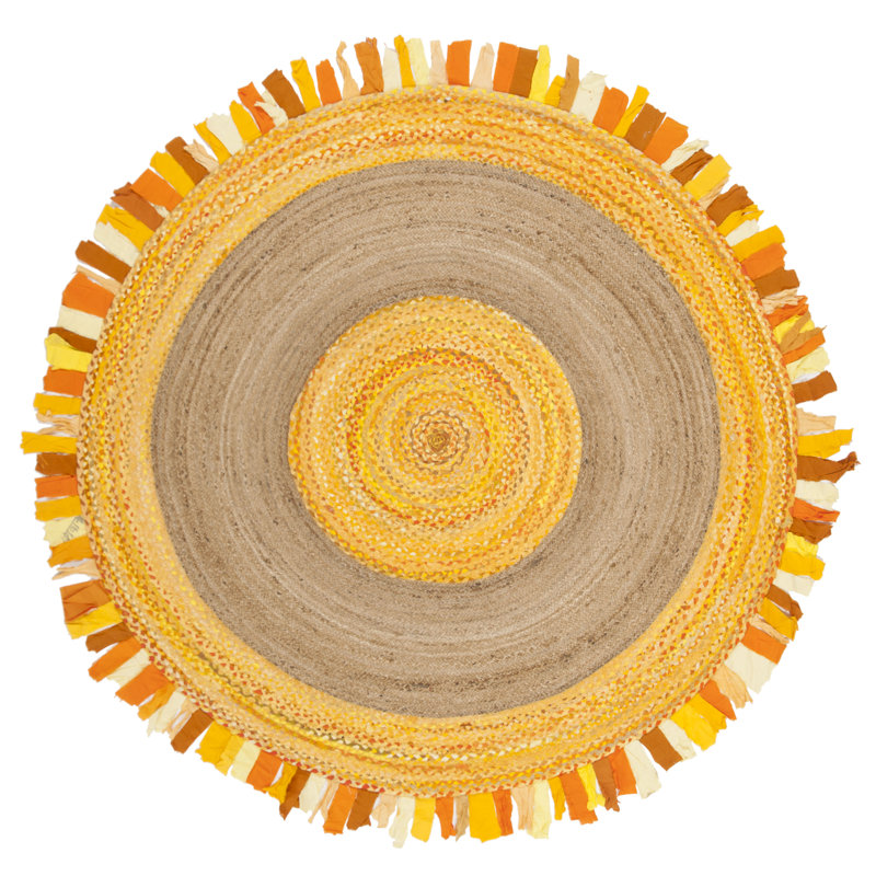 Tapis en coton / jute tissé à la main Knowles, Rond 7 pi