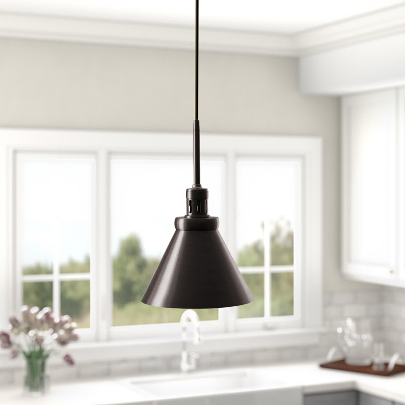 Luminaire suspendu conique à 1 lumière Zeno, Acier noirci