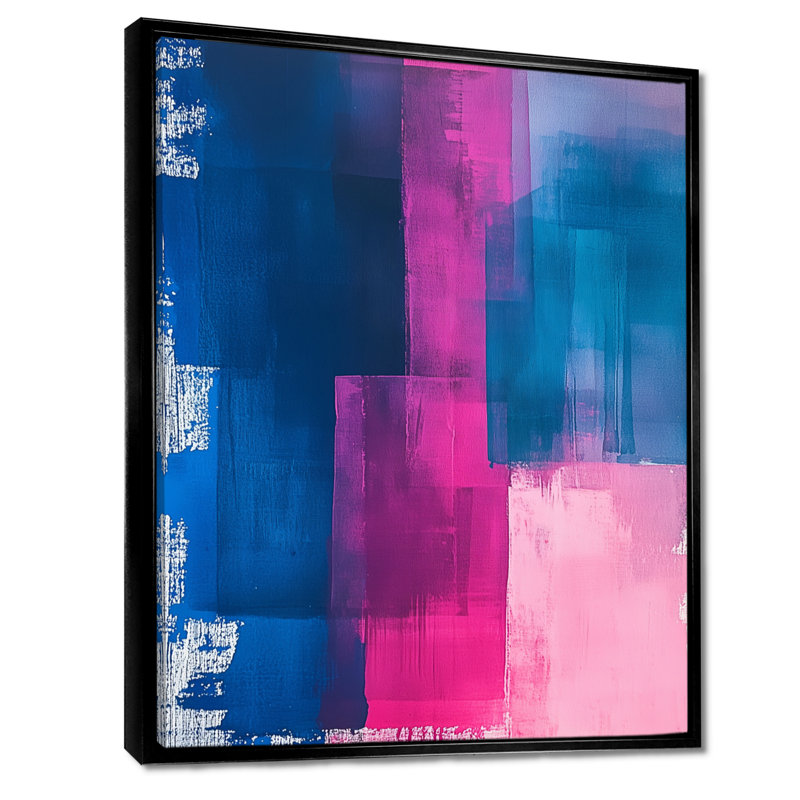 Champs de couleurs vives - Impression d'art abstrait sur toile, H 40 po x l 30 po, Cadre flottant noir