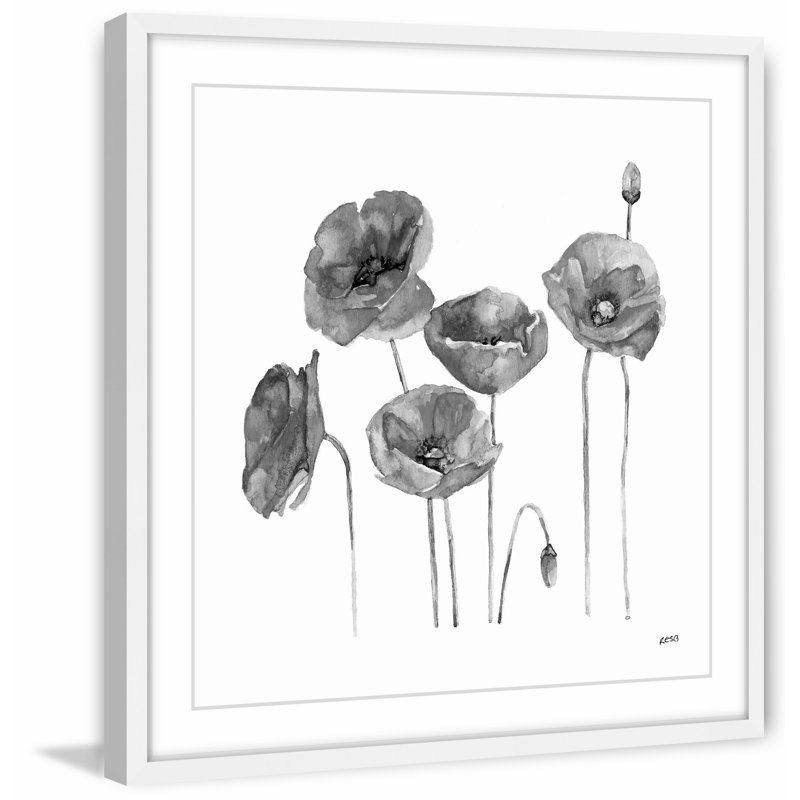 «Poppie Field II», reproduction de peinture à l'aquarelle, H 12 po x l 12 po
