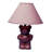 13" Tall Ceramic Table Lamp, Teddy Bear design with Pink finish, Linen Shade