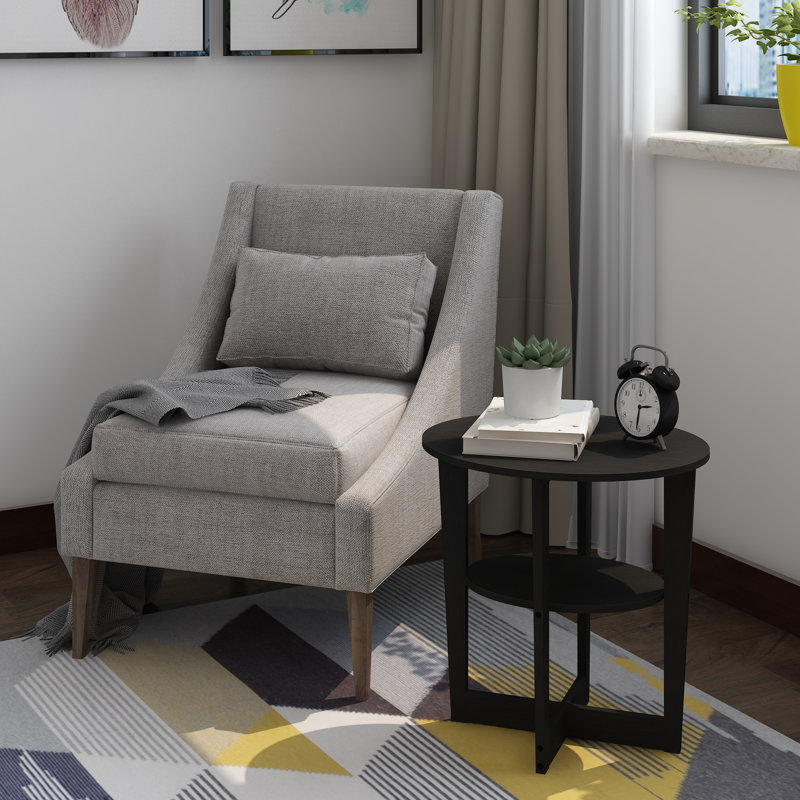 Ensemble de tables de bout ovales à pieds croisés avec rangement, Noyer foncé, Noyer foncé
