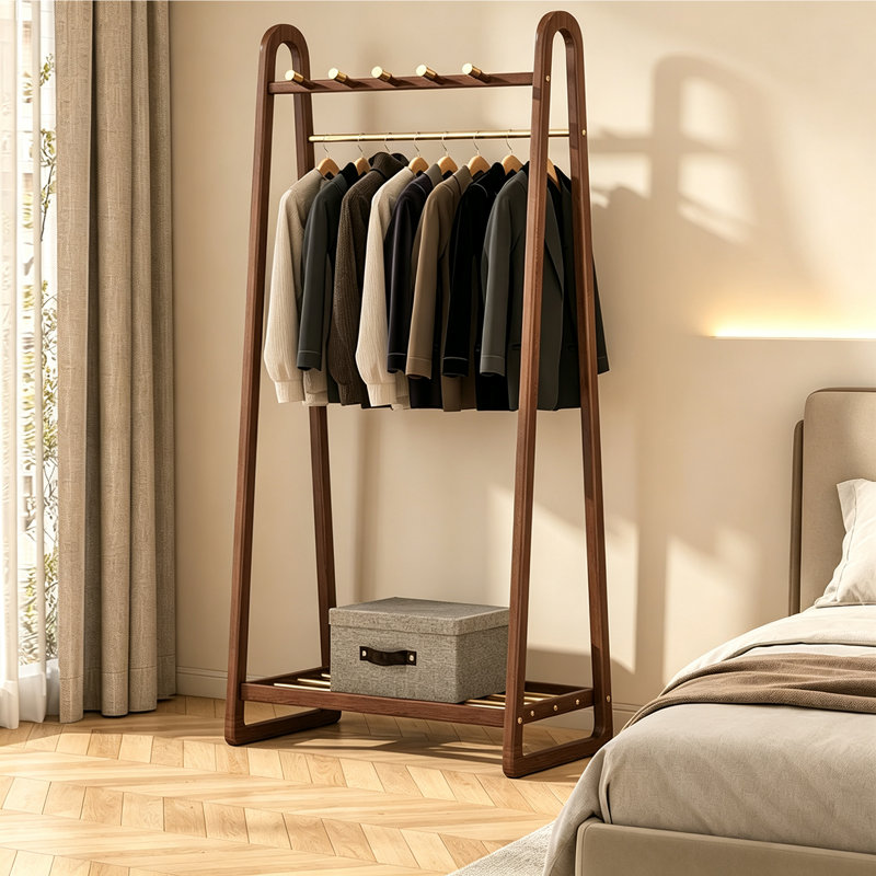 Solid Ash Wood Freestanding Coat Rack