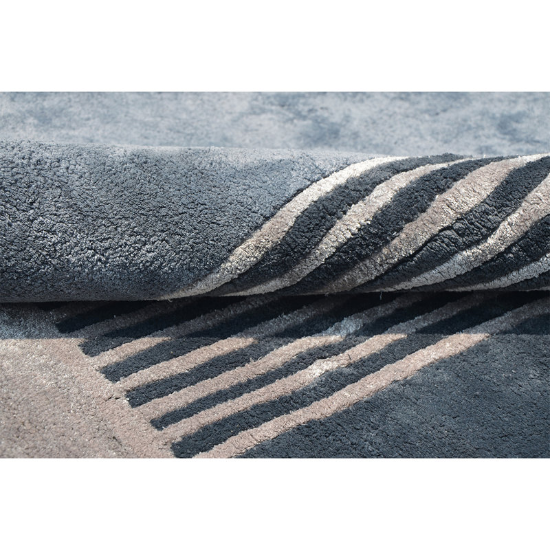 Tapis bleu / gris Novelty, Nouveauté 6 pi x 10 pi