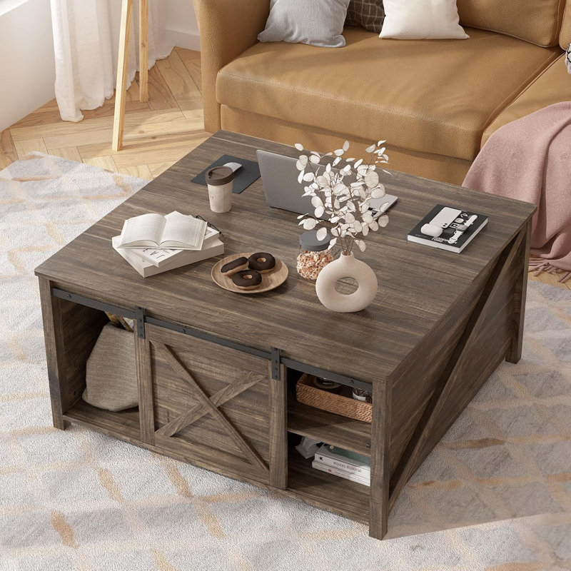 Table basse à plateau relevable, Brun
