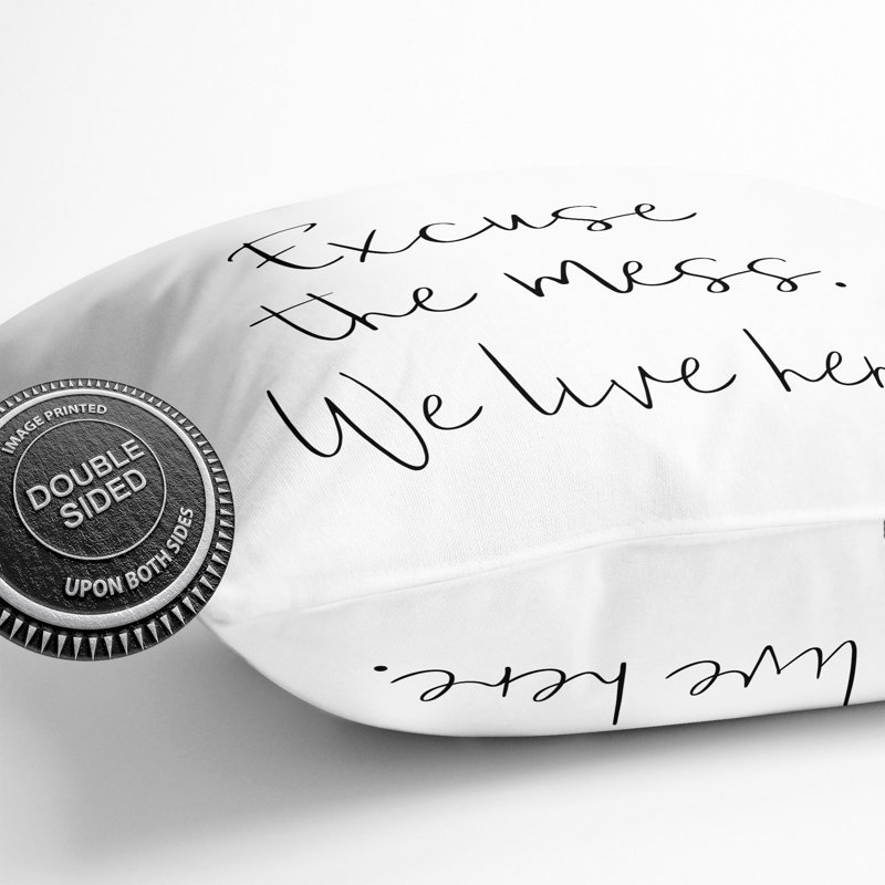 Excuse the Mess Typography Scatter Cushion, 40cm H x 40cm W x 15cm D
