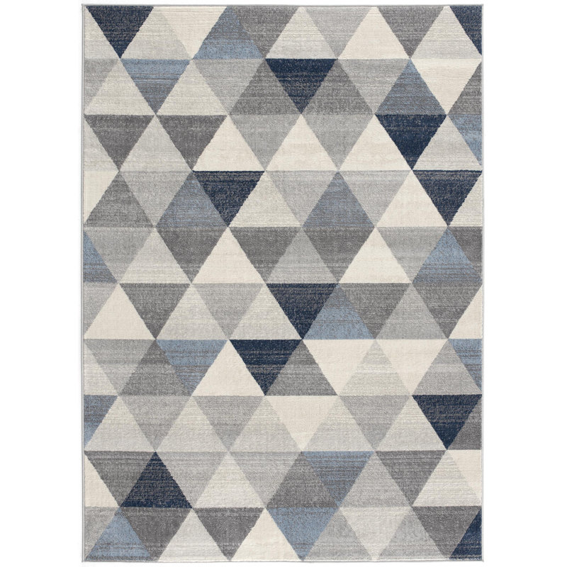 Rug Branch Eldin 2' x 2' (2'3" x 2')  Blue/Beige Geometric Indoor Doormat Rug, Contemporary, Low Pile, Stain-Resistant Entry Carpet - Front Door, Mudroom, Hallway and Kitchen