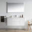 Ensemble de meuble-lavabo mural simple 48 po avec lavabo en céramique et miroir Oquendo, 2 tiroirs, fermeture en douceur, dossier ouvert-35954898