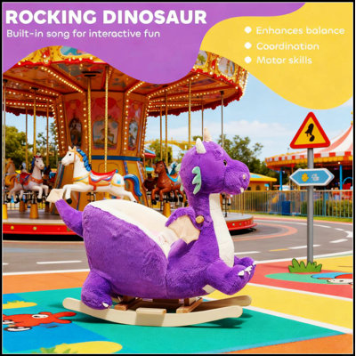 Dragon interactif mauve à bascule avec effets sonores pour le jeu créatif et l'imagination