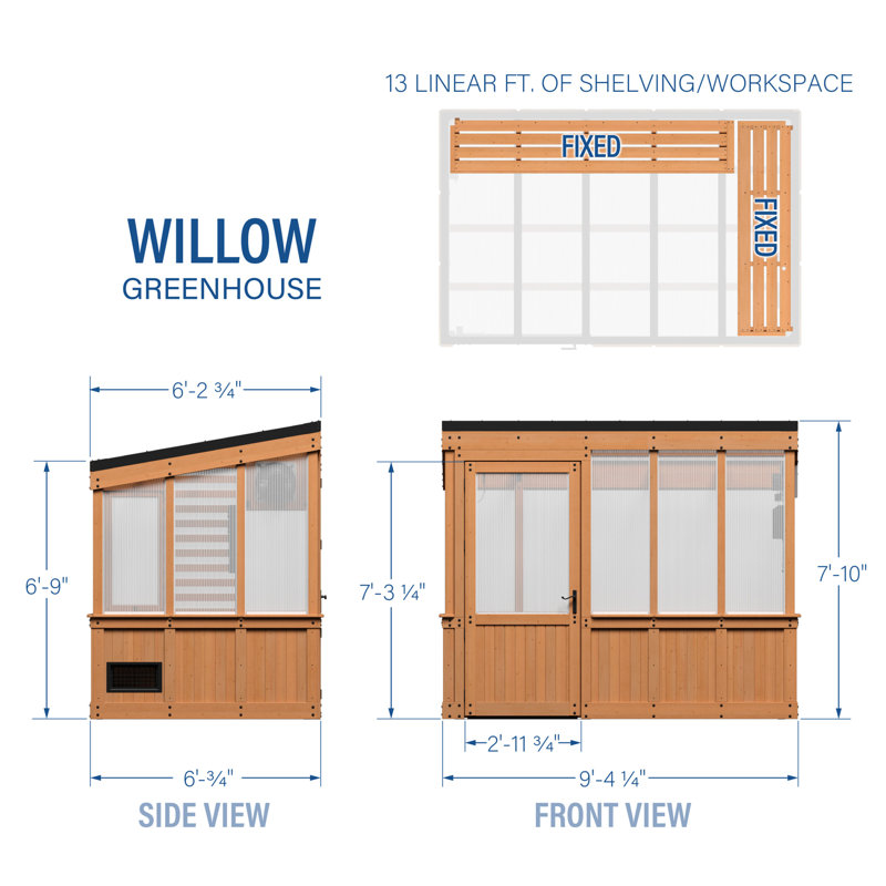 9 x 6 Cedar Wood and Polycarbonate Greenhouse