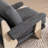Thickly Padded Linen Solid Wood Armchair-243090306