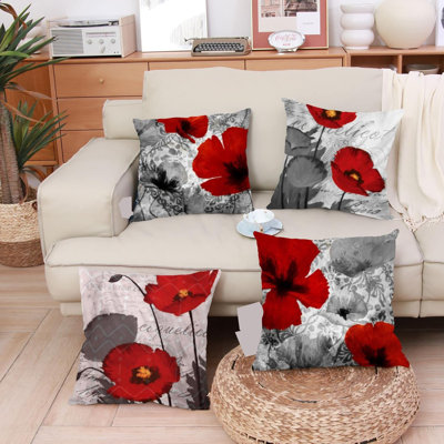Black Red Flower Pillow Covers Love Pillow Covers Decorative Linen Square Throw Pillow Covers Couple Cushion Cases Home Decor For Sofa Bedroom Car 18X Black Red Flower Pillow Covers Love Pillow Covers Decorative Linen Square Throw Pillow Covers Couple Cushion Cases Home Decor For Sofa Bedroom Car 18X