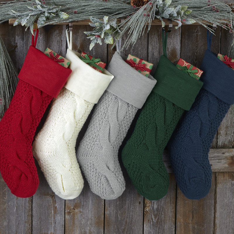Personalization Mall Emerald Cozy Cable Knit Personalized Christmas Stocking, Green