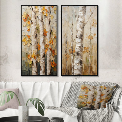 Beige Tree American Basswood II - Tree Canvas Prints Set Of 2
