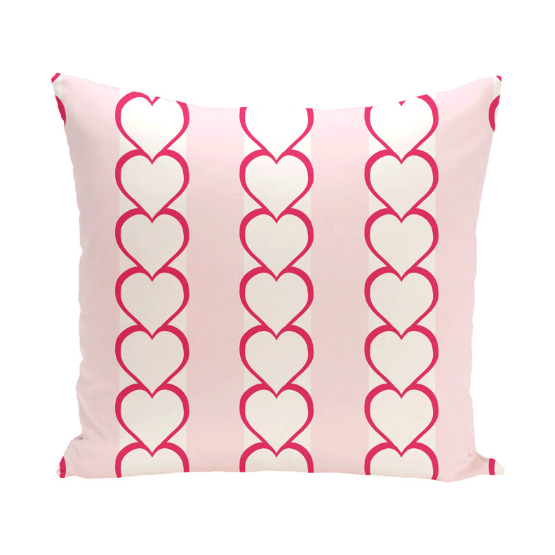 Valentine's Day Geometric Outdoor Reversible Throw Pillow, Fuchsia, 20" H x 20" W