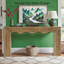 Console de style campagnard, support décoratif à devant ondulé, longue table étroite pour le vestibule et derrière le canapé