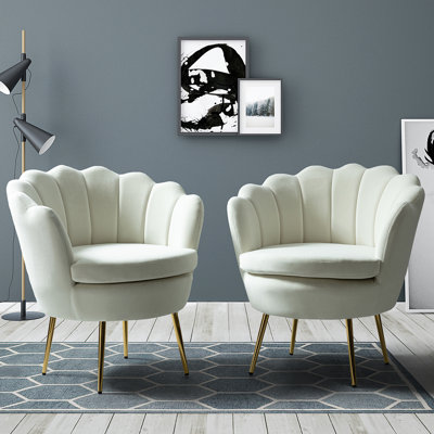 Donata  Modern Velvet Barrel Chair with Channel Tufted Back and Scalloped Seashell Edges
