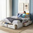  Platform Bed with 6 Storage Drawers - Modern Low-Profile Design & 350 lbs Capacity-265529892-265529893