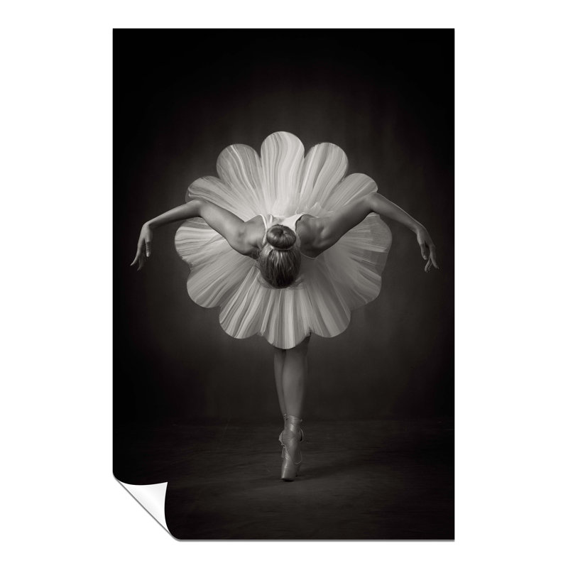 Elegant Ballerina In White Flower Skirt - No Frame Print, 91cm H x 61cm W x 0.5cm D