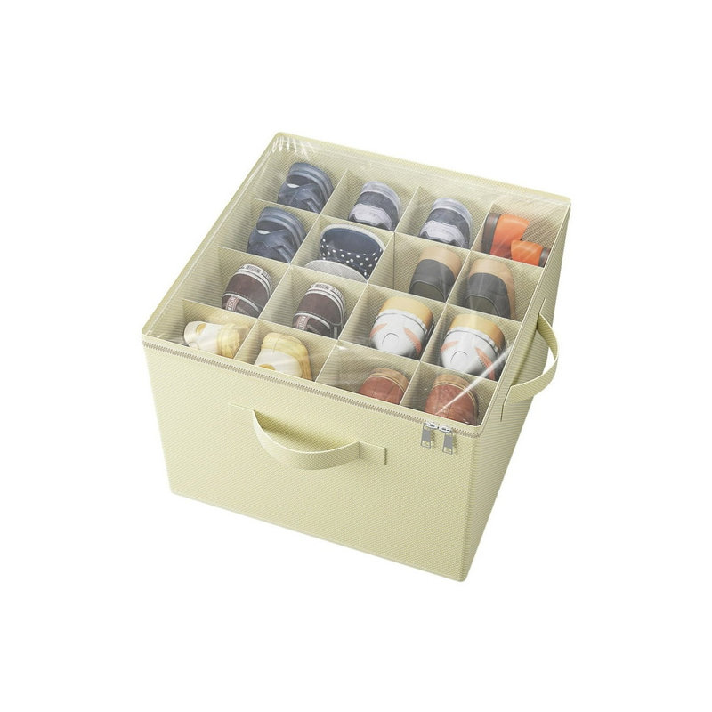 Boîte de rangement pour chaussures 16 paires, Beige