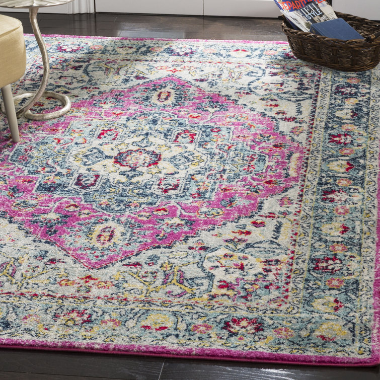 Christa Oriental Fuchsia/Aqua Area Rug