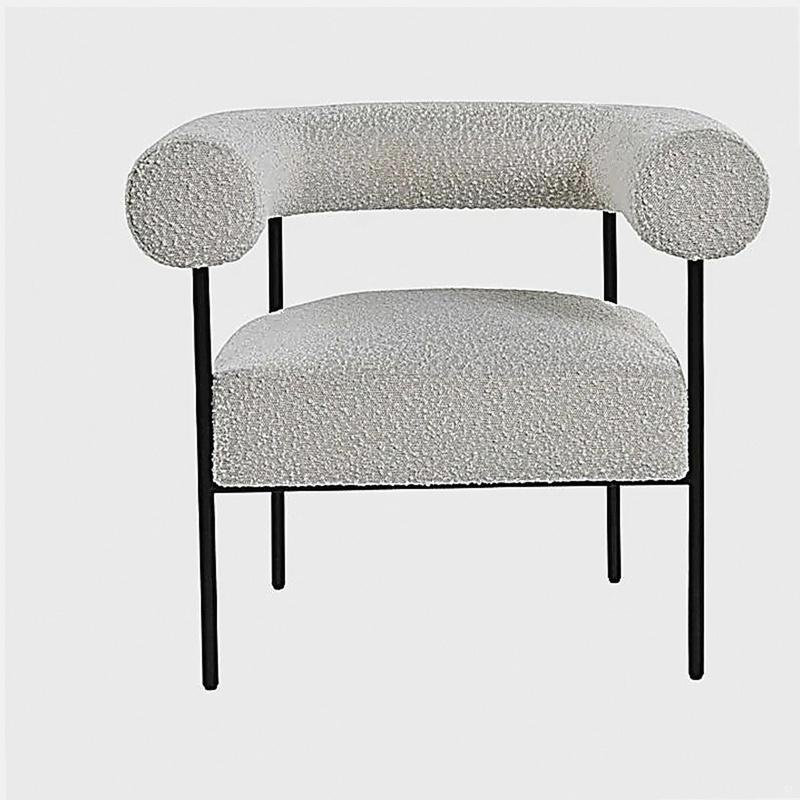 Fauteuil d'appoint 1 pièce avec pieds en métal noir et crème Soft Boucle, Crème