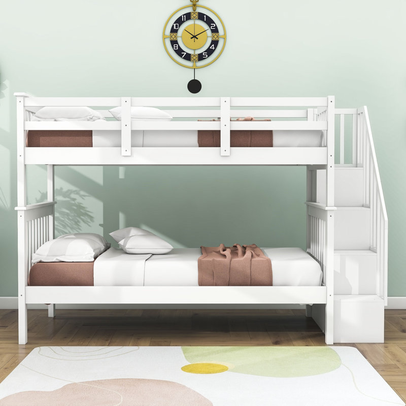 Dayu Kids Twin Over Twin Bunk Bed, White