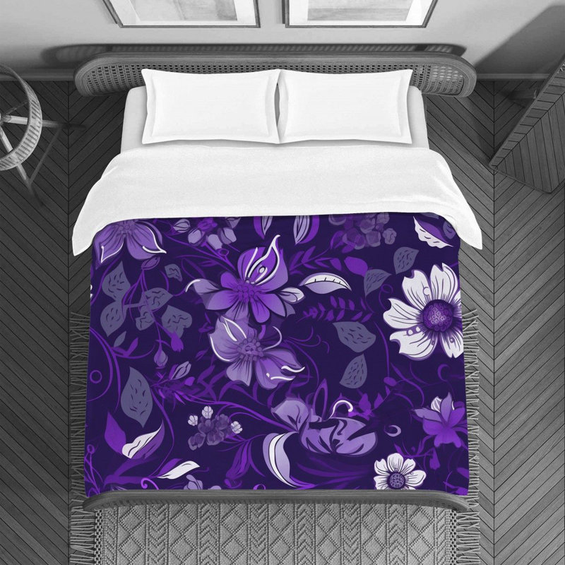 Machine Printed Duvet Cover, Twin Duvet Cover, Purple/Silver
