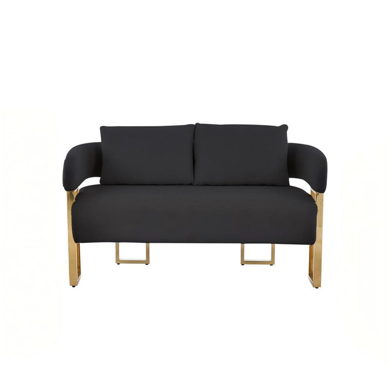 2-seater sofa with armrests and metal legs, Teddy, Black