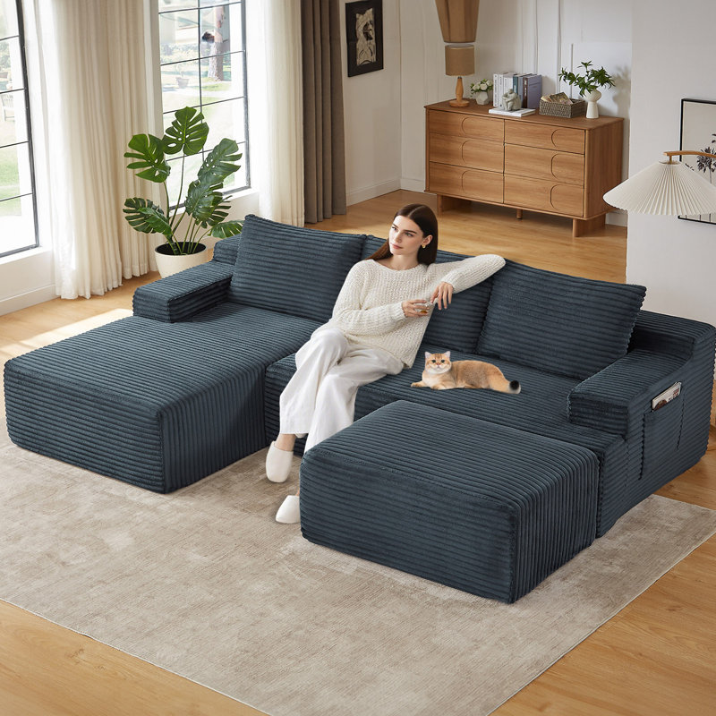 Canapé modulaire pour canapé modulaire avec méridienne 95 po, Méridienne orientée à droite, dark gray