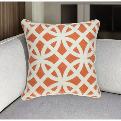 Coussin décoratif carré en coton orange 20 po Parkland Collection