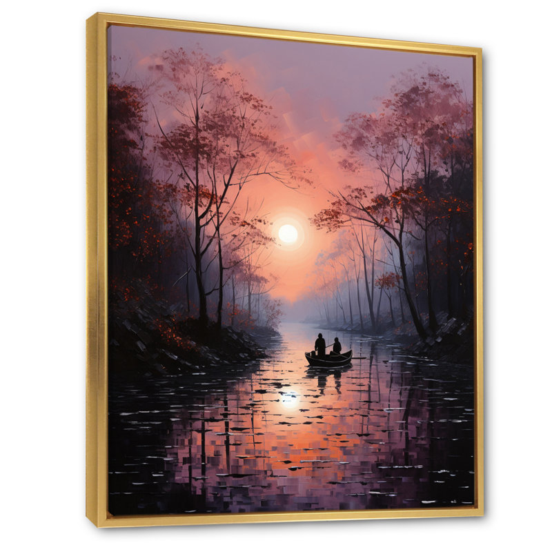 Canal Mystical Journey Pointillism I sur toile, H 20 po x l 12 po x P 1 po, Cadre flottant doré