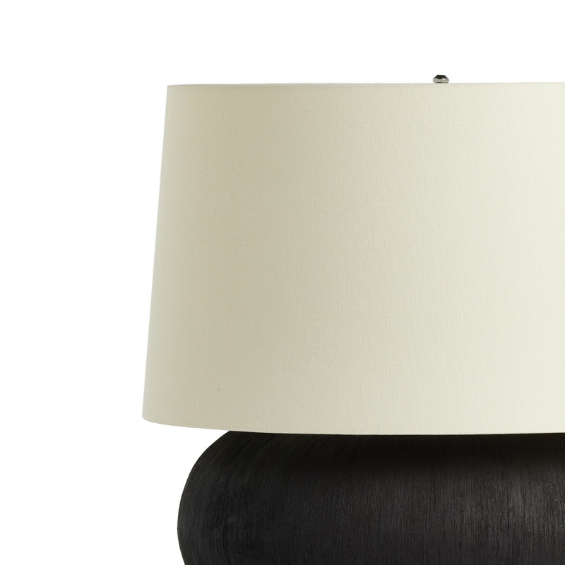 Kragen Table Lamp-Dark Sand Porcelain Ceramic, Textured Matte Black Porcelain Ceramic