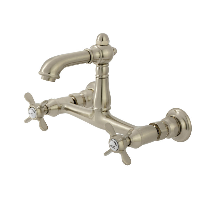 Robinet de salle de bain mural 2 trous Kingston Brass Essex, Nickel brossé