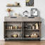 Buffet 55 po avec 2 tiroirs et 4 portes, grande table basse avec tablettes réglables pour la salle à manger-1706032075