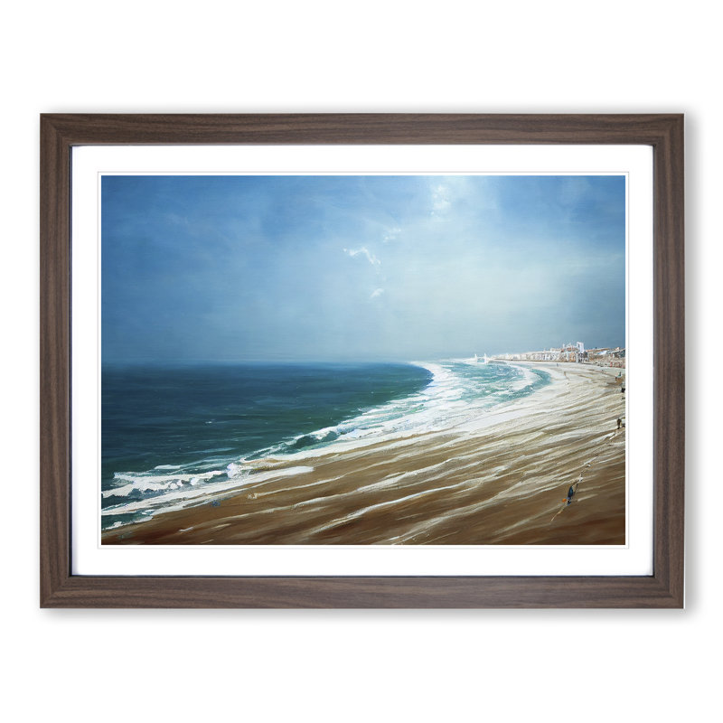 Beach Beauty - Single Picture Frame Painting, 25cm H x 34cm W x 2cm D, Walnut