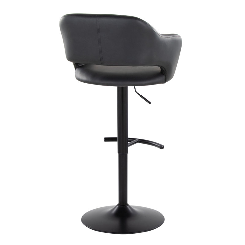 Tabouret de bar réglable pivotant en métal noir et similicuir noir Margarite par Lumisource, Siège noir / structure noire