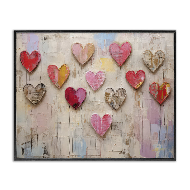 «Playful Love Hearts Collage», estampe numérique encadrée par LSR Design Studio, H 24 po x l 30 po