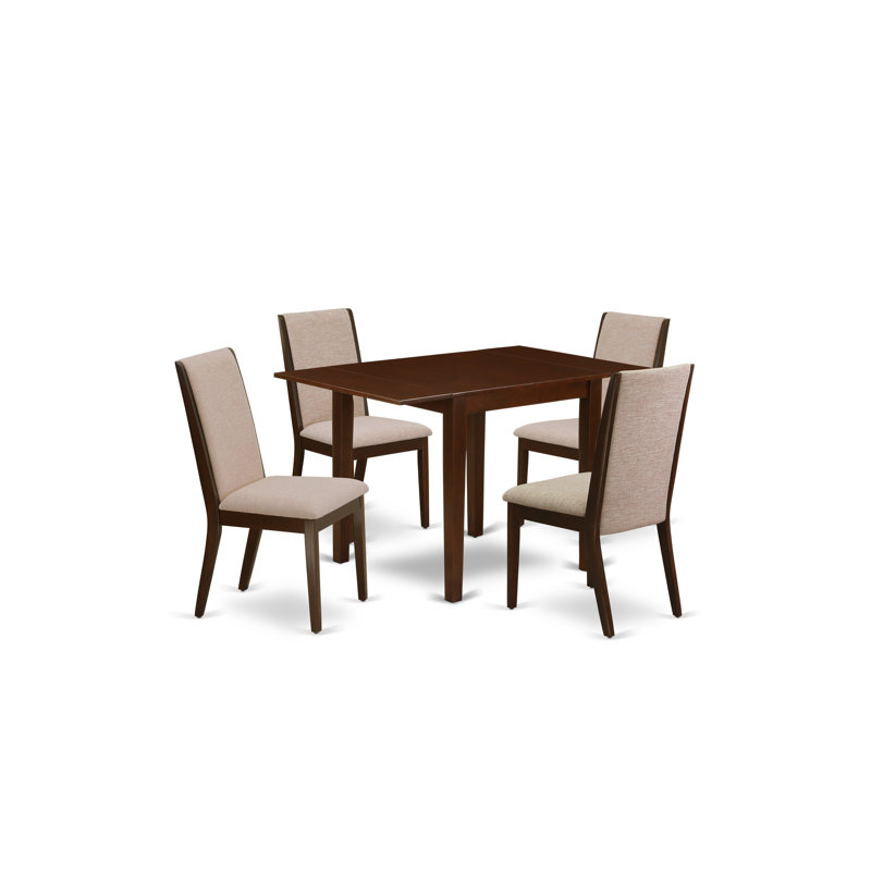 Rectangular Solid Wood Top With Dropleaf Dining Table Set, Acajou, Havane clair, Cinq articles : 1 table, 4 chaises