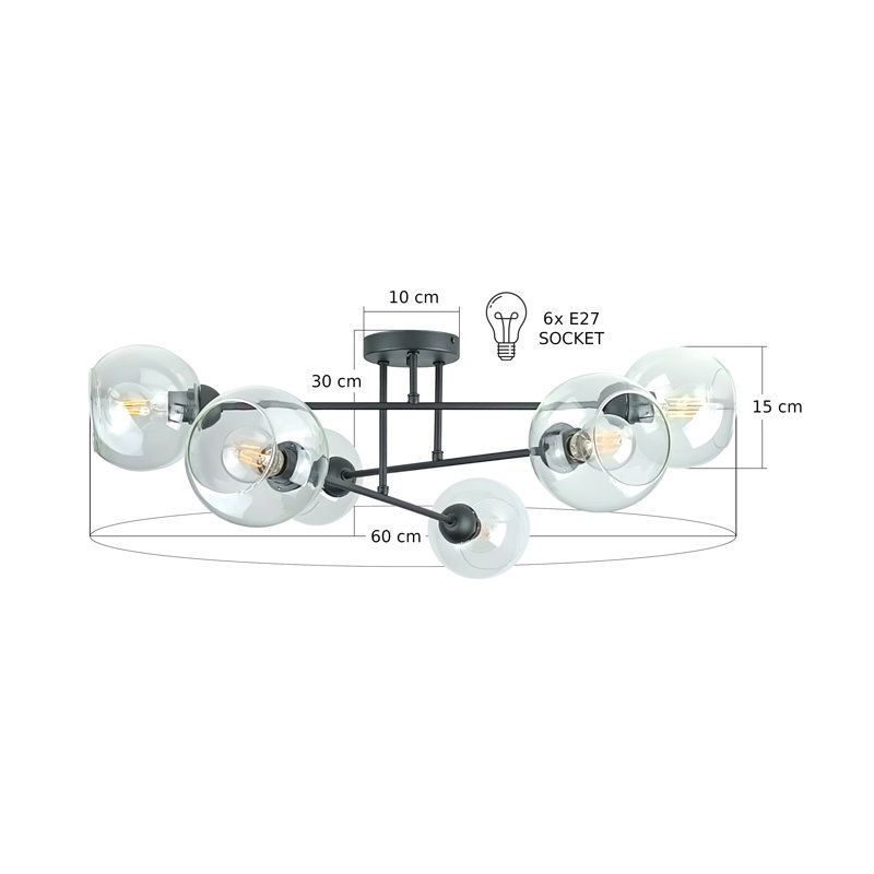 Odilon Glass Semi Flush Mount, Clear
