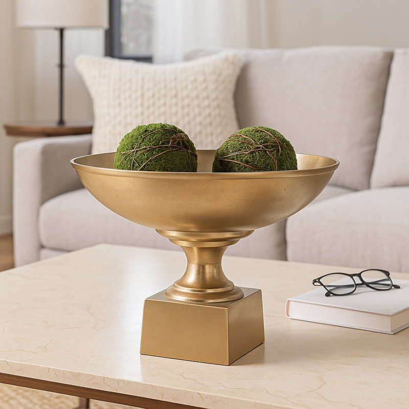 Kenosha Handmade Aluminum Decorative Bowl, Gold